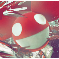 Classic red smiley robot avatar, digital art vibes