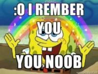 Classic SpongeBob rainbow noob meme