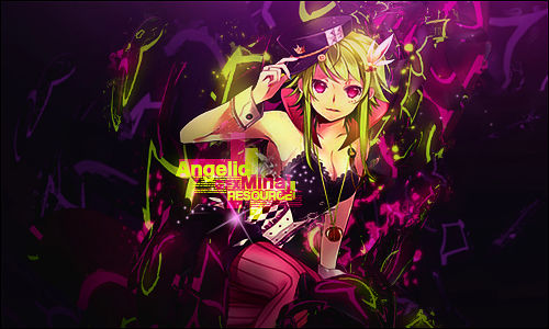 Anime girl GFX signature with neon splatter effects