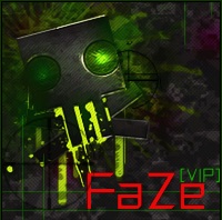Robotic FaZe VIP tag with glowing green eyes