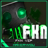 Robotic FkN VIP avatar art with glowing green eyes