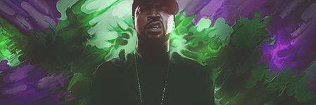 Smoky green-purple portrait GFX, classic forum signature style