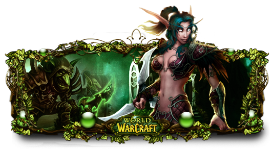 World of Warcraft night elf signature with ornate leafy border