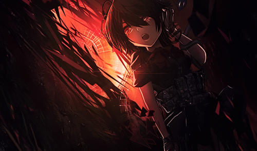 Fiery anime GFX signature with dramatic red glow