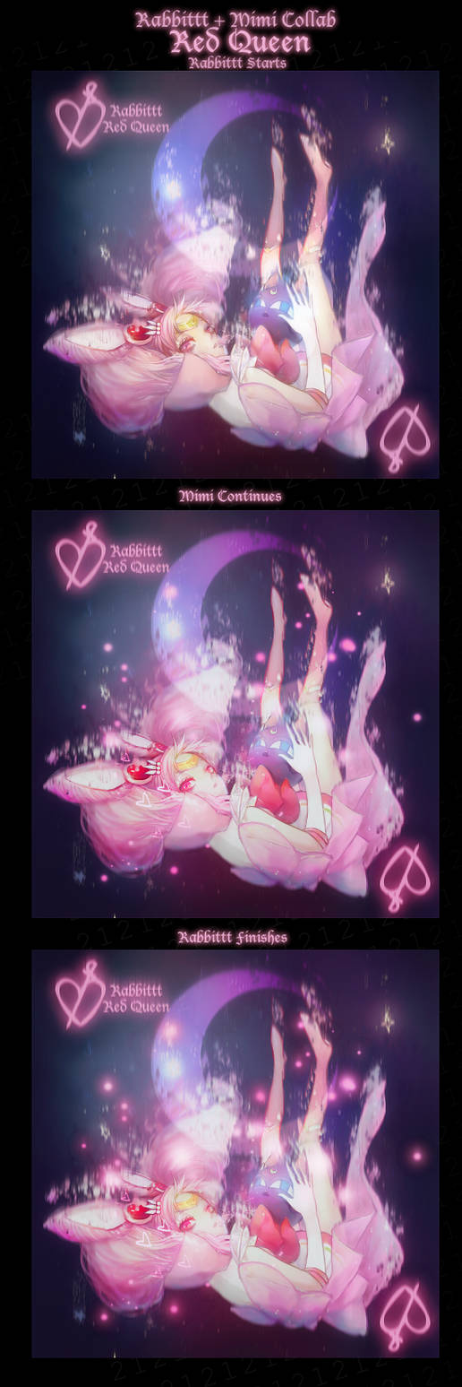 Dreamy pink-hued collab art of a falling figure