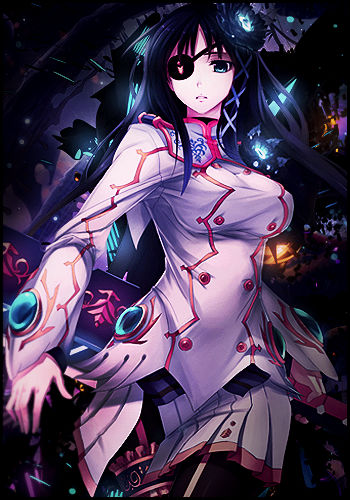 Mysterious eyepatch anime girl, classic forum GFX vibe