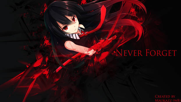 Dramatic anime GFX with katana and 'Never Forget' tagline