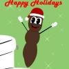 Holiday poop emoji cheerfully waving hello