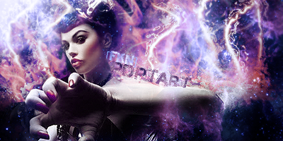 Purple lightning fantasy signature art, forum GFX vibes
