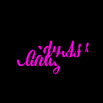 Stylized pink graffiti-style signature art