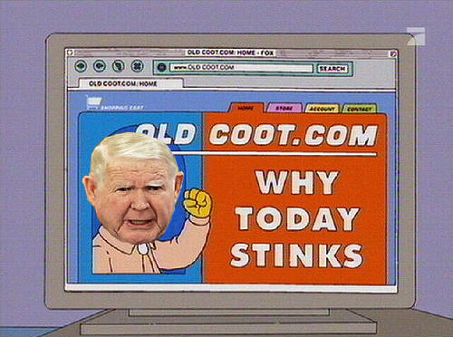 Simpsons old coot meme, forum humor classic