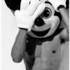 Shirtless guy wearing a Mickey Mouse hat, classic forum pic