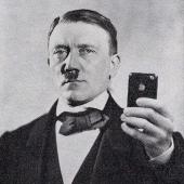Vintage selfie meme — historical photo edited with a smartphone