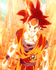 Fiery Super Saiyan Goku artwork glowing with intense energy