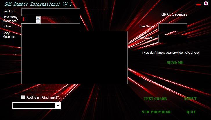 SMS Bomber tool GUI from old hacking-tool thread
