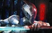 Futuristic warrior GFX art with glowing red accents