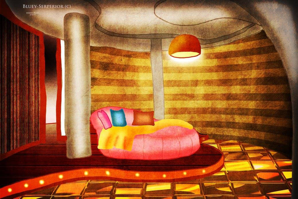 Cozy digital art of a plush pink lounge nook