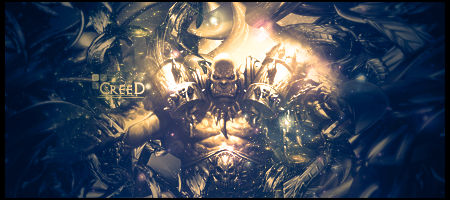 Epic skull warrior GFX signature with fiery abstract background