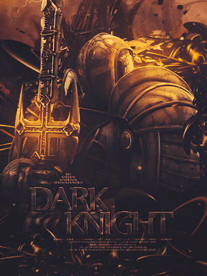 Epic armored knight GFX piece with golden warhammer glow