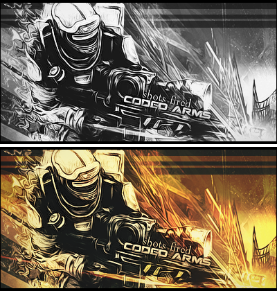 Halo soldier GFX signature, dual grayscale and fiery tones