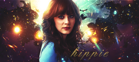 Dreamy hippie-themed signature art with glowing effects