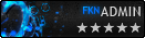 Blue admin badge with five-star rank rating