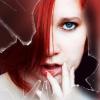 Edgy red-toned portrait GFX with cracked glass effect