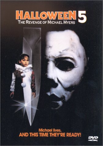Halloween 5 DVD cover, Michael Myers lurks again