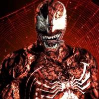 Venom-style villain avatar with menacing red web backdrop