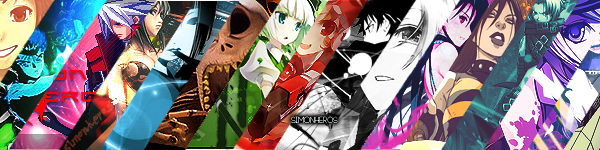 Anime character collage banner with vivid art panels