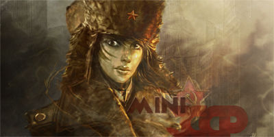 Soviet-style fur hat portrait GFX signature art