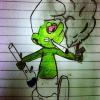 Smurf enjoying a joint, classic hand-drawn forum doodle