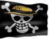 Classic pirate skull flag flying high