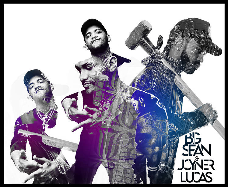 Big Sean & Joyner Lucas promo art with sledgehammer imagery
