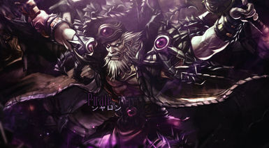 Dark fantasy warrior GFX signature with purple gradient effects