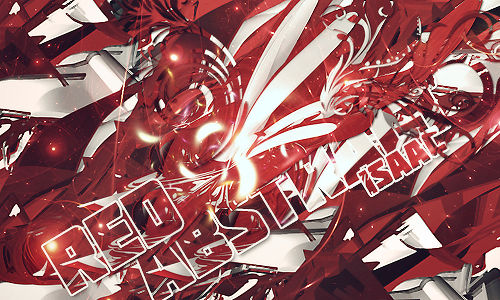 Fiery red abstract GFX signature with dynamic shards