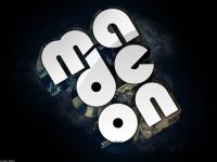 Stylized 'Madcon' text art with dark textured background