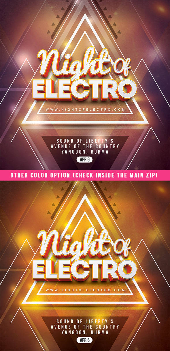 Retro triangle poster design for an electro night flyer