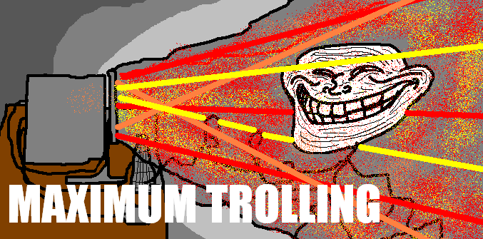 Classic trollface projector meme, maximum trolling achieved