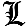 Gothic stylized letter L in classic anime font