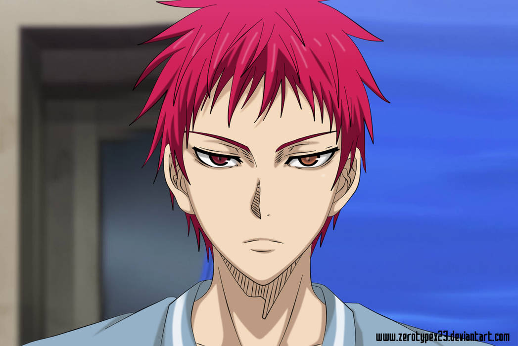 Sharp red-haired anime character portrait, sharp gaze