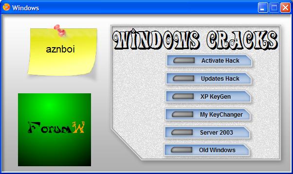 Old 'Windows Cracks' AIO toolkit interface screenshot