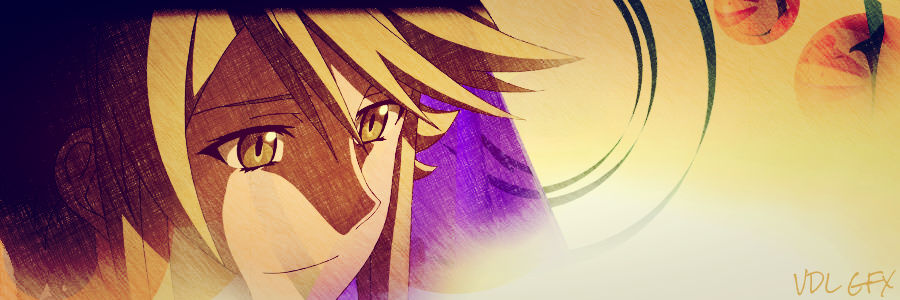 Anime GFX banner with golden-eyed character and swirl effects