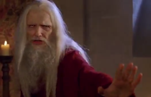 Merlin looking exasperated, classic movie screencap