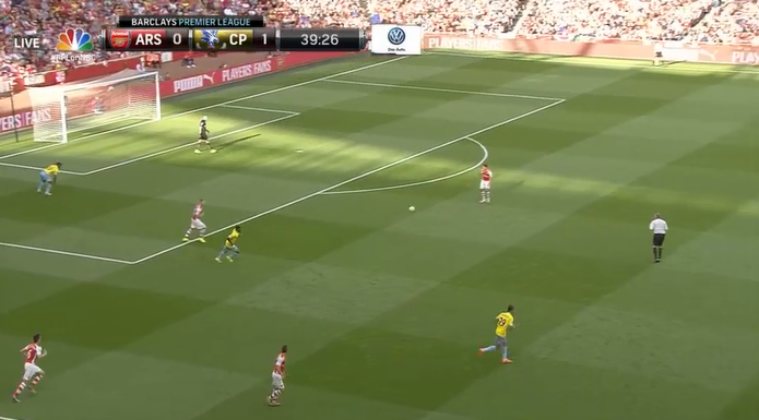Arsenal vs Crystal Palace match broadcast screenshot