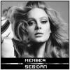 Classic black-and-white member avatar with model portrait
