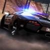Sleek black sports car racing through the night