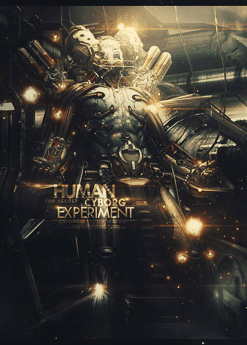 Cyborg experiment GFX piece with dramatic lighting