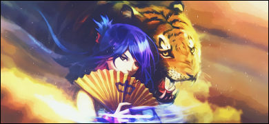 Anime girl and tiger digital art signature