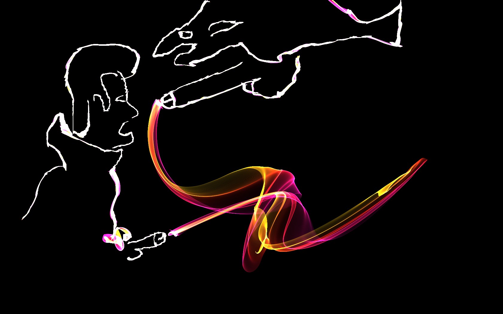 Neon smoke swirl outline art, classic forum GFX vibe